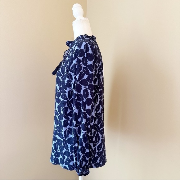 Sail To Sable Ruffle Neck Long Sleeve Blue Blouse - XS - Picture 3 of 13